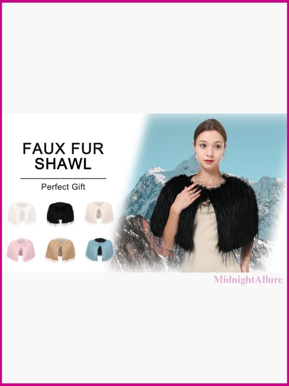 Faux Fur Shoulder Shawl Wrap Capelet for Women Wedding Party Winter - Picture 7 of 7